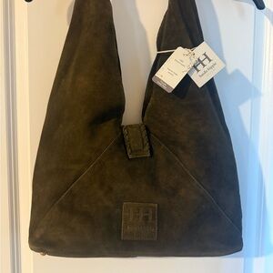 NEW NWT Haute Hippie Olive Green Suede Women's Hobo Bag